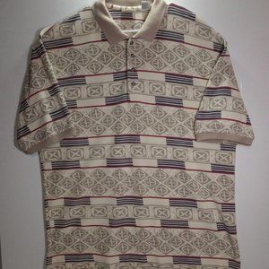 Vtg Bugle Boy Company Polo Golf Collared Shirt Mens Size XL Geometric Design
